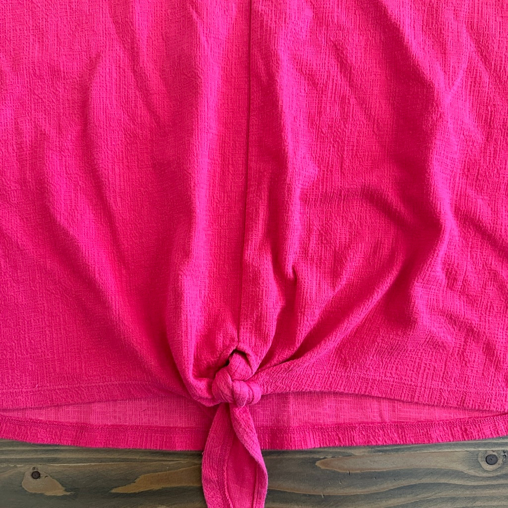 Women’s Talbots Pink Long Sleeve V-Neck Tie Front Top Size XL - Picture 4 of 8